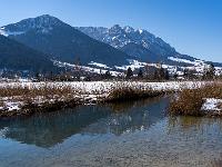 Seemühle, Abfluß des Walchsees gegen Zahmen Kaiser